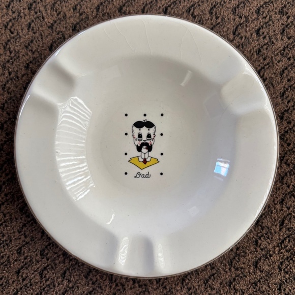 Sica China Co. Ashtrays Mom Dad Vintage Metallic Gold Trim Small Lot Bundle of 2 - Picture 2 of 5